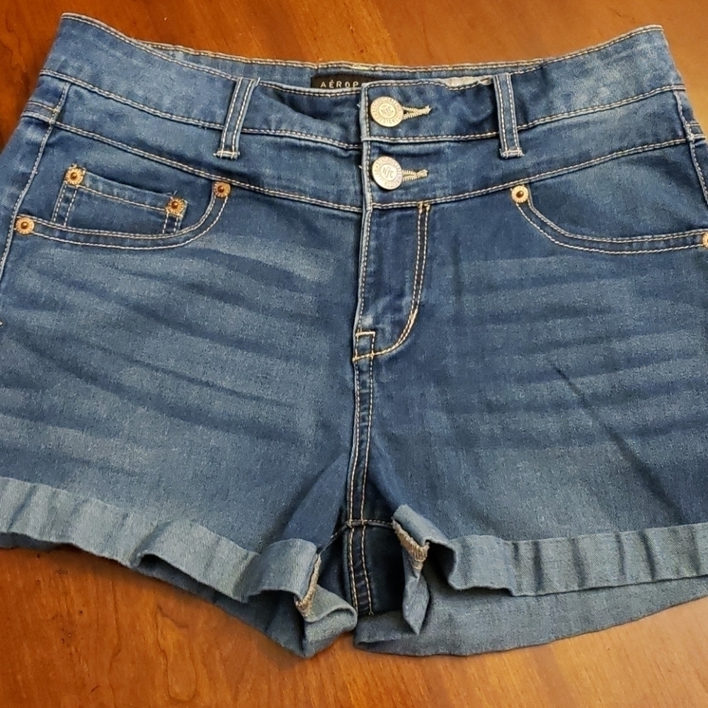 AEROPOSTLE High Waisted Shorty Denim Shorts 6 EUC